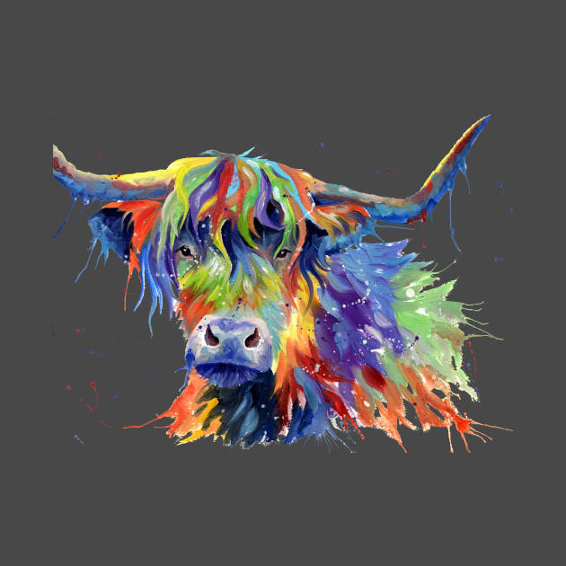 630x630 Multicolor Highland Cow Art - Multicolor Painting