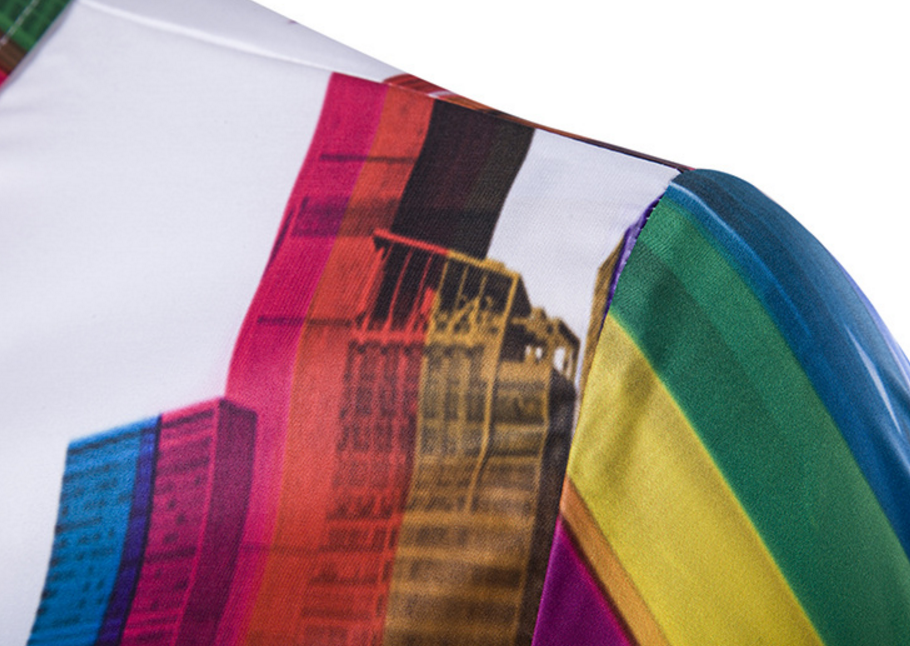 910x646 Multicolor Painting White Shirt - Multicolor Painting