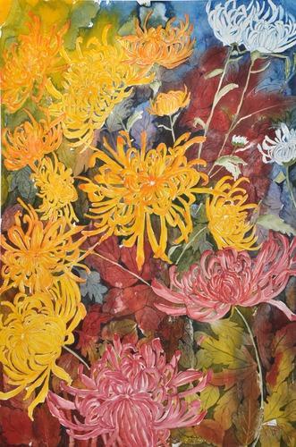 331x500 Multicolor Realistic Flower Painting - Multicolor Painting