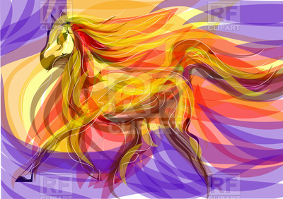 400x282 Running Horse Multicolor Painting Vector Image Vector Artwork - Multicolor Painting