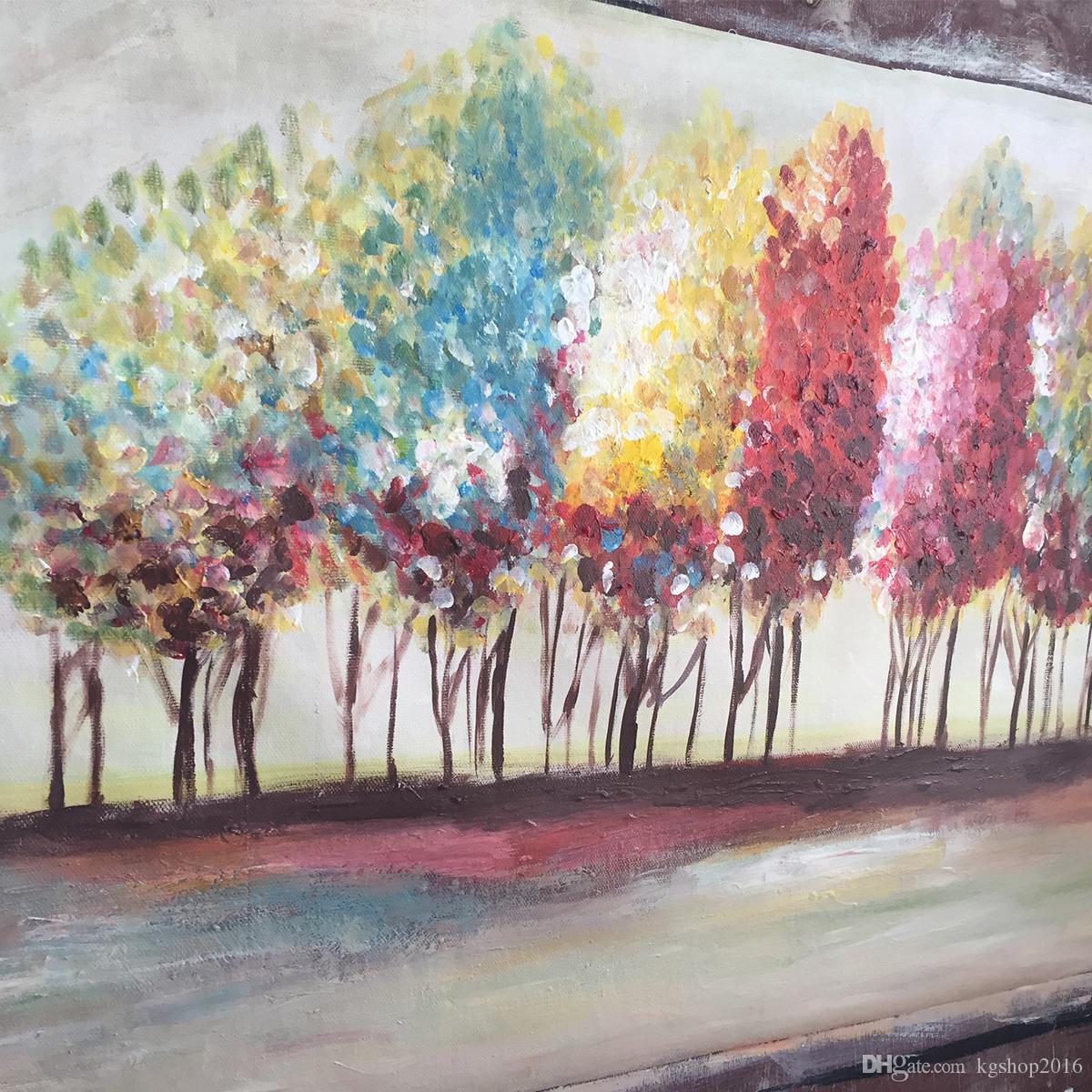 1200x1200 2018 Multicolor Tree Artwork On Canvas Forest Landscape Painting 2 - Multicolor Painting