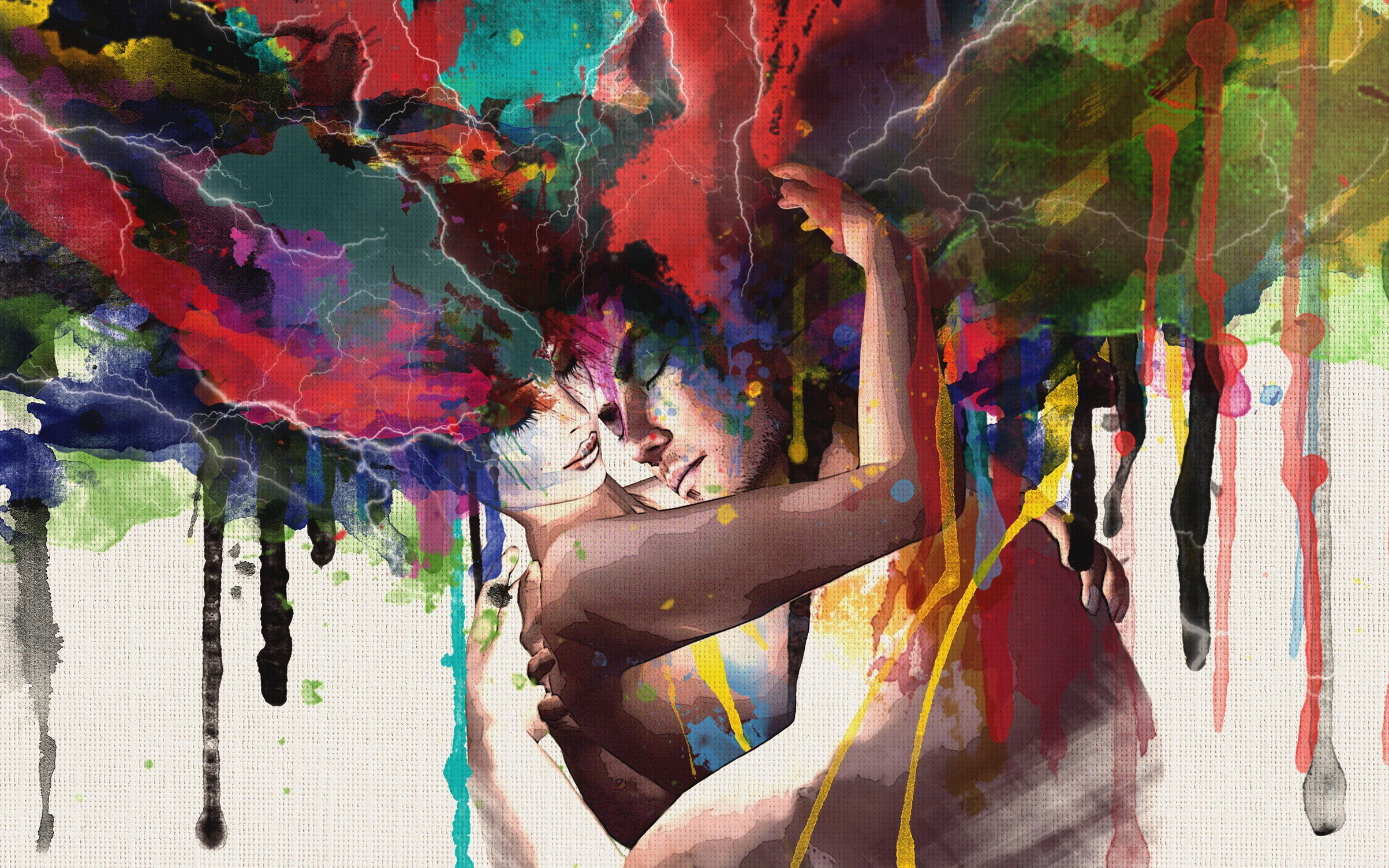 2406x1504 Abstract, Multicolor, Artwork, Wallpaper, , High Resolution - Multicolor Painting