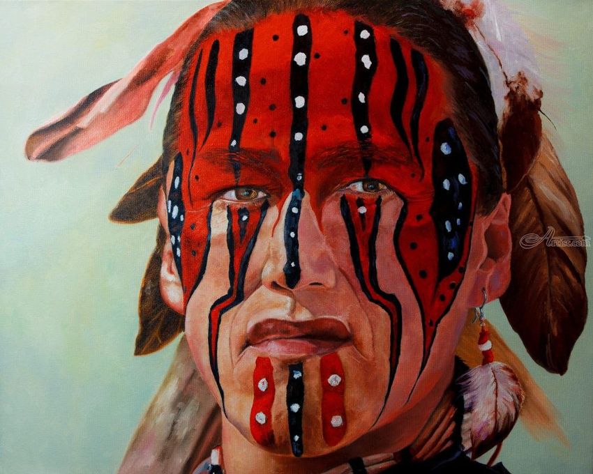 850x680 Algonquin Warrior Paintings By Dan Twitchell - Multicultural Painting
