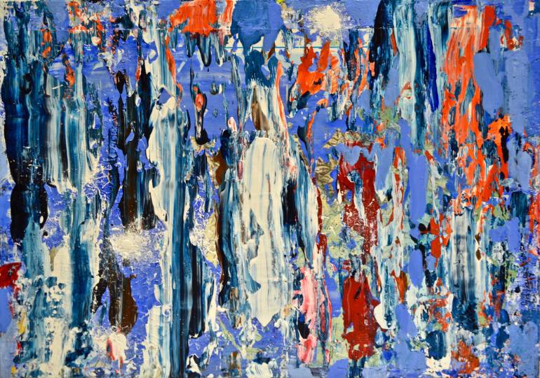 770x540 Saatchi Art Abstract Multimedia Paintingultramarine,blue,red - Multimedia Painting