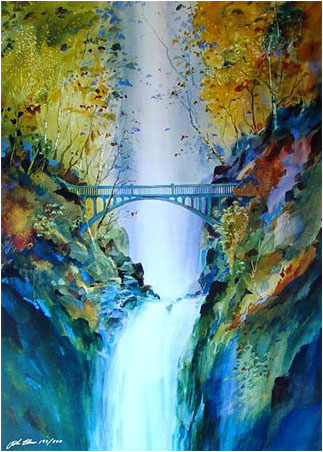 323x452 John Ebner - Multnomah Falls Painting
