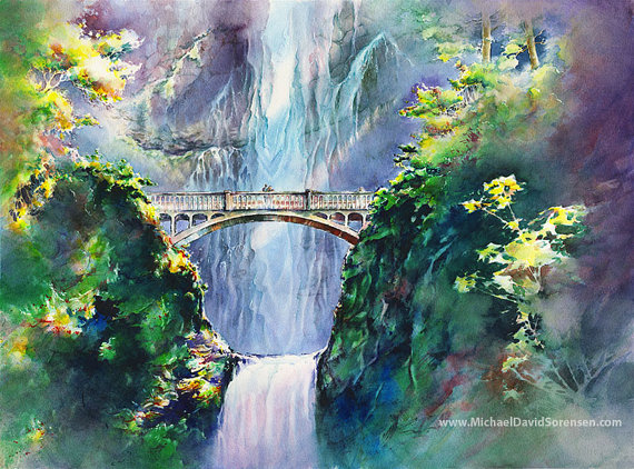 570x422 Afternoon - Multnomah Falls Painting