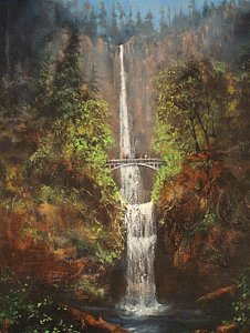 226x300 Multnomah Falls Oregon Painting By Tom Shropshire - Multnomah Falls Painting