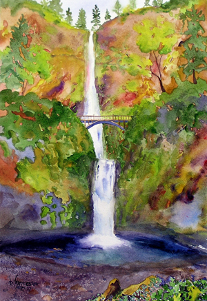 Multnomah Falls Painting at PaintingValley.com | Explore collection of ...