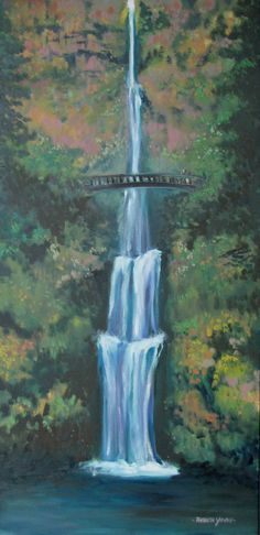 236x486 Multnomah Falls Oil Painting By Eliza R. Barchus Ca. 1895 - Multnomah Falls Painting