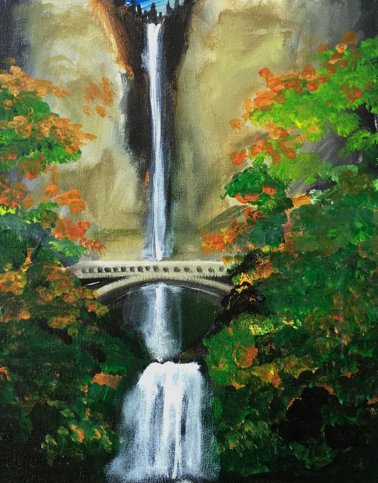 1310x1676 Multnomah Falls The Loaded Brush - Multnomah Falls Painting