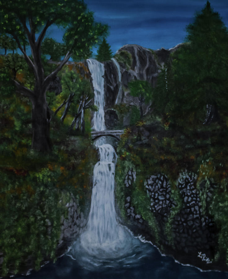 736x900 Oregon Multnomah Falls Painting By Lynn Smith - Multnomah Falls Painting