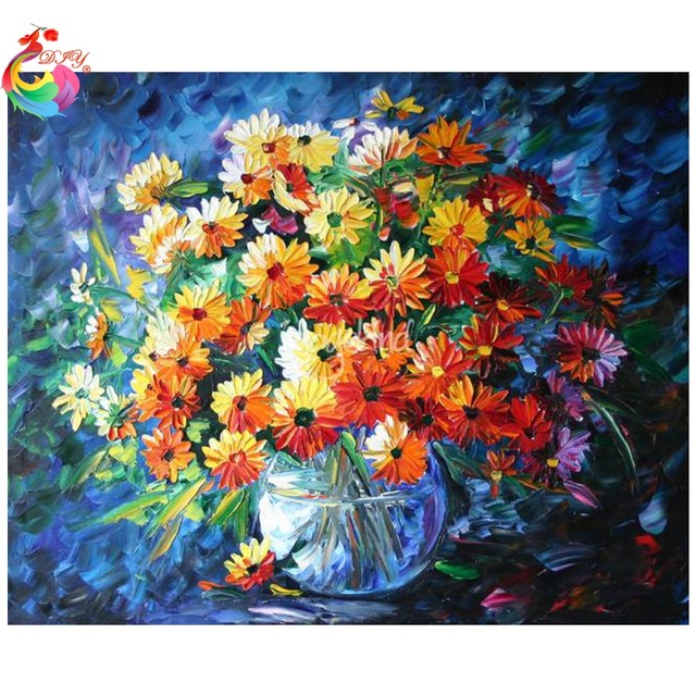 640x640 Diamond Painting Flowers Mum 5d Diamond Pattern Mosaic Picture - Mum Painting