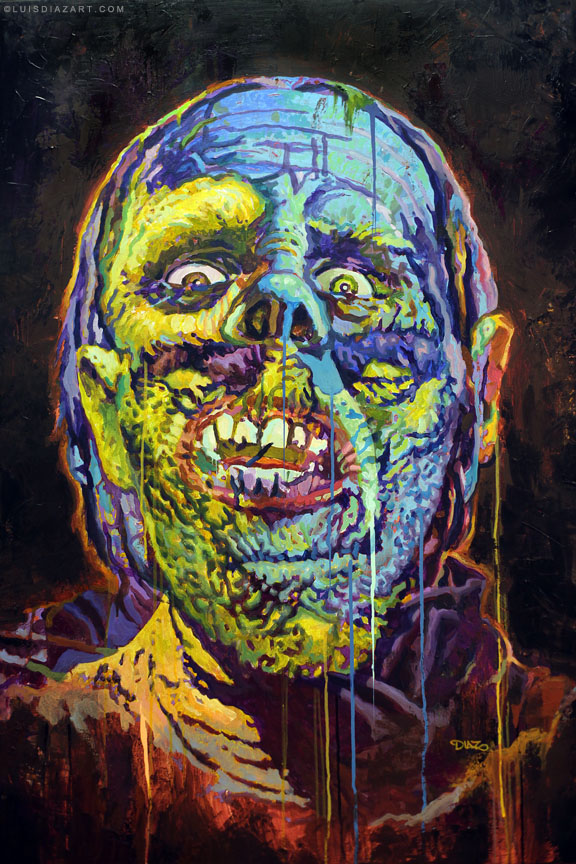 576x864 Phantom Of The Opera Vs. The Mummy Original Painting Art Of Luis - Mummy Painting