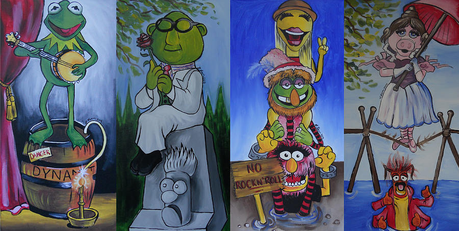 900x453 Muppets Haunted Mansion Stretching Room Portraits Painting By Lisa - Muppets Painting