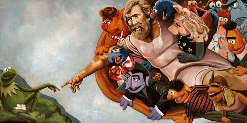 839x419 Pop Culture Art Inspired By Michelangelo's Creation Of Adam - Muppets Painting