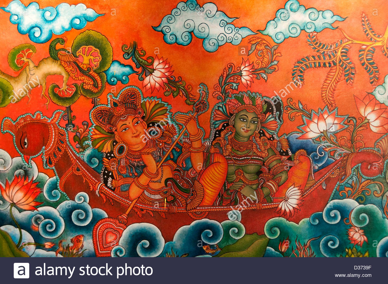 1300x953 Mural Painting Depicting Indian Gods Stock Photo 53631355 - Mural Painting In India