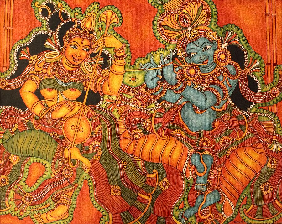 900x715 Radha Madhav Symbol Of Eternal Love Painting By Anu Edasseri - Mural Painting In India