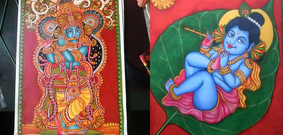 900x430 Mural Paintings Kerala,mural Paintings,best Mural Designs On Sarees - Mural Painting Pictures