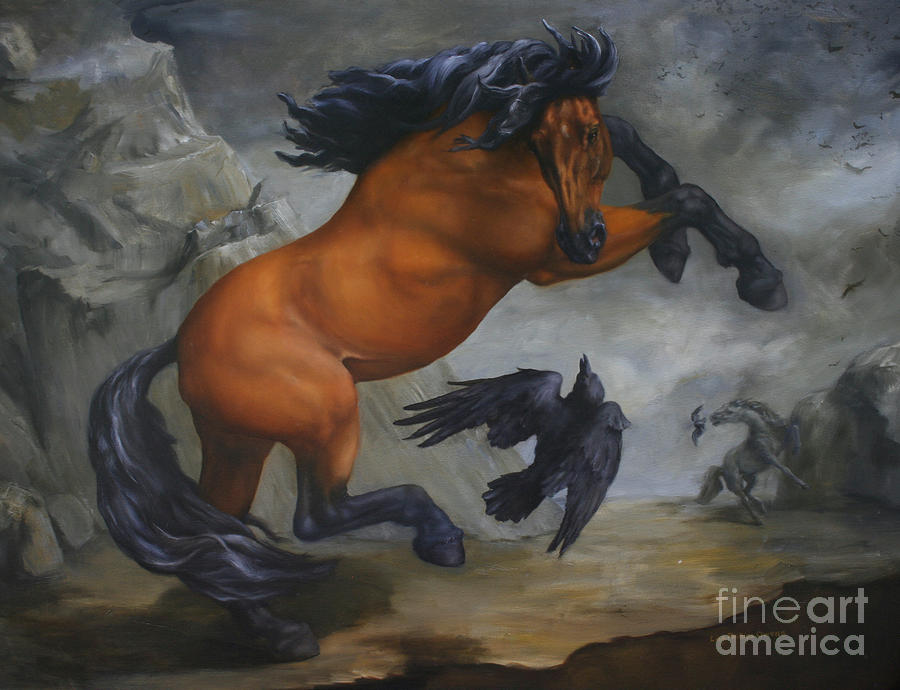 900x690 Murder Of Crows Painting By Lisa Phillips Owens - Murder Painting