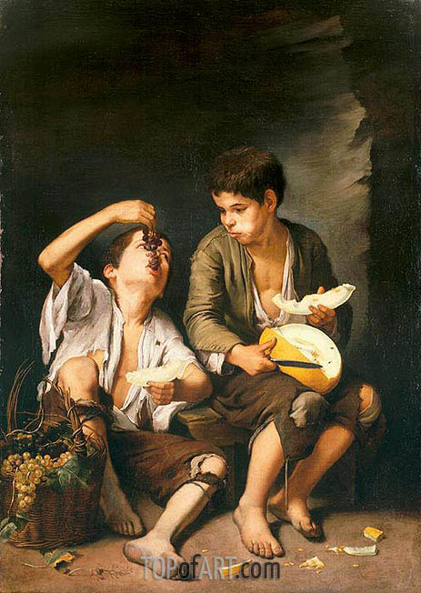 463x652 Beggar Boys Eating Grapes And Melon Murillo Painting - Murillo Painting