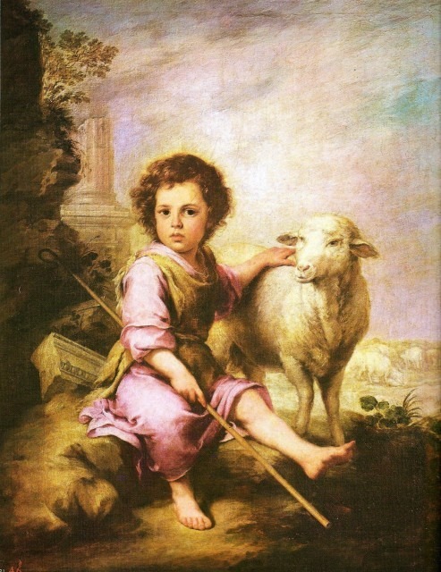 493x640 Christ The Good Shepherd - Murillo Painting