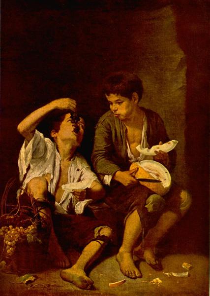 427x600 Two Children Eating A Melon And Grapes, 1645 - Murillo Painting