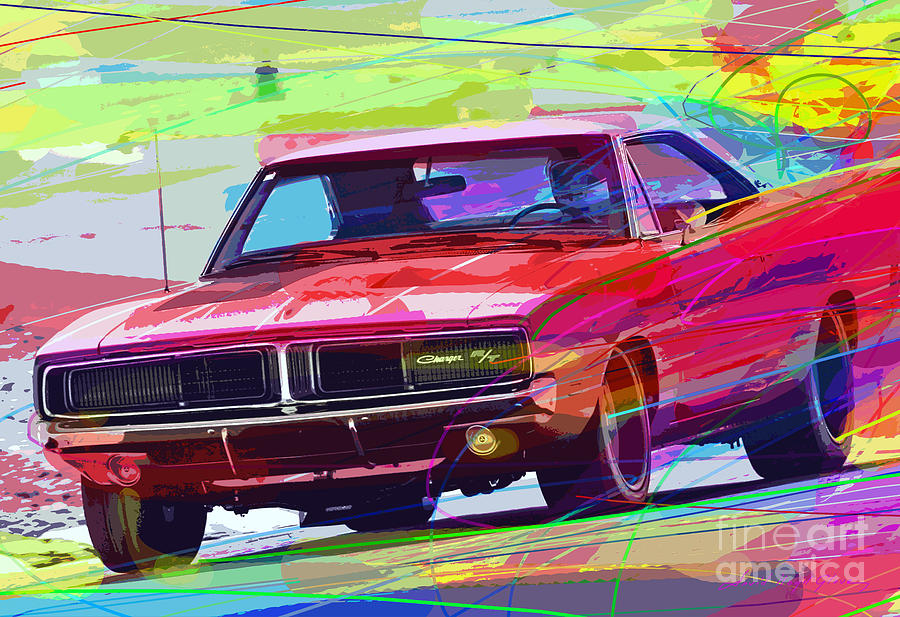 900x617 69 Dodge Charger Painting By David Lloyd Glover - Muscle Car Painting