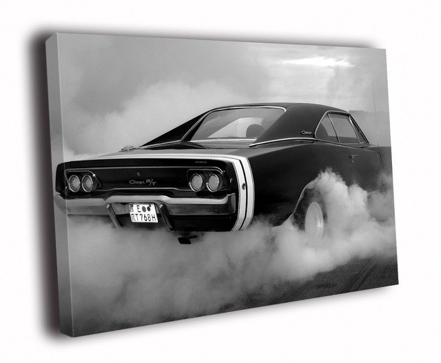 640x527 Hd Canvas Printings Painting Dodge Charger Rt Bw Muscle Car Auto - Muscle Car Painting