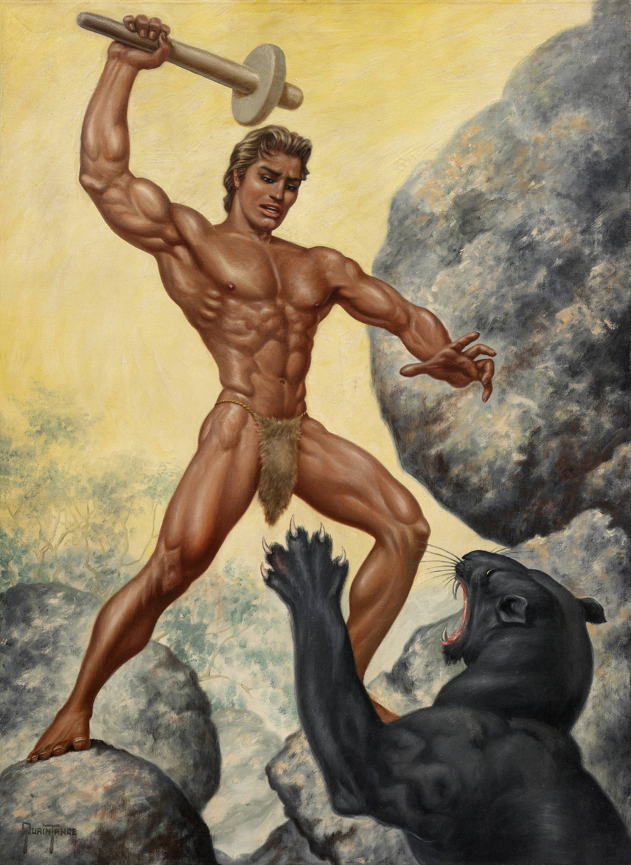 1280x1753 George Quaintance - Muscle Man Painting