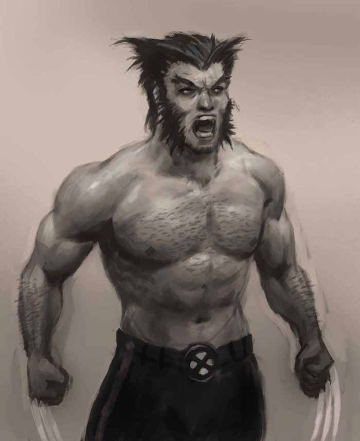 700x857 How To Draw Wolverine - Muscle Man Painting