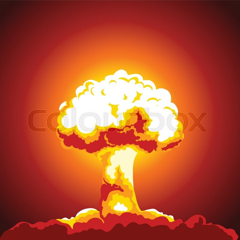 800x800 Nuclear Explosion Illustration. Mushroom Cloud. Color Picture - Mushroom Cloud Painting
