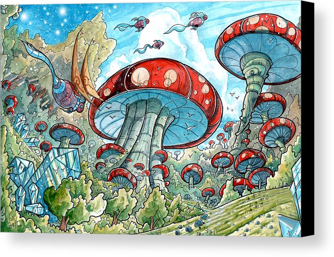 661x509 Magic Mushroom Forest Canvas Print Canvas Art By Luis Peres - Mushroom Forest Painting