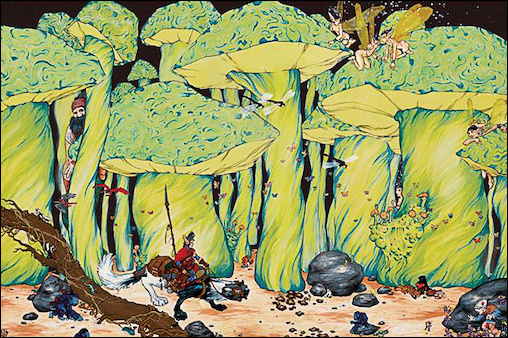 508x338 - Mushroom Forest Painting