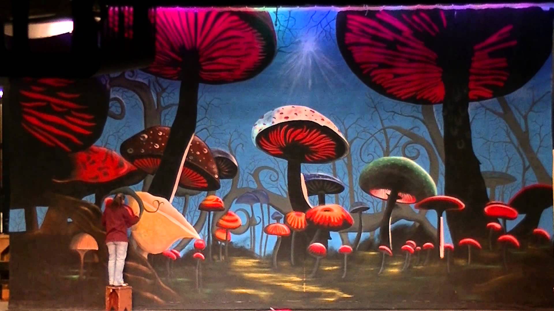 1920x1080 Stage Scenery Painting - Mushroom Forest Painting