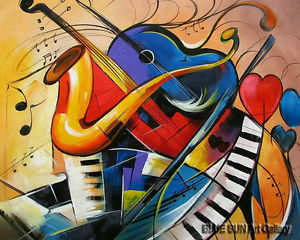 300x240 Modern Oil Painting On Canvas Wall Art Room Music Dance Painting - Music Abstract Painting