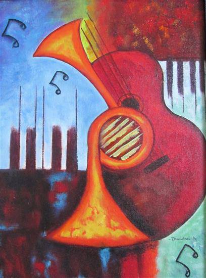 408x550 Musical Abstract, Painting By Emerging Artist Dhanashree Adapawar - Music Abstract Painting