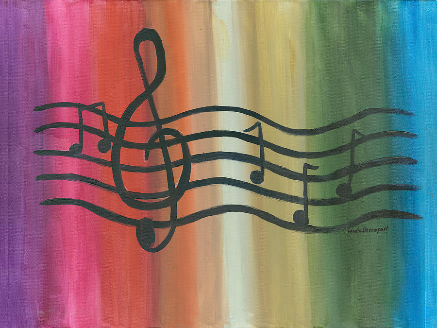 900x675 Music Notes Painting By Wanta Davenport - Music Note Canvas Painting
