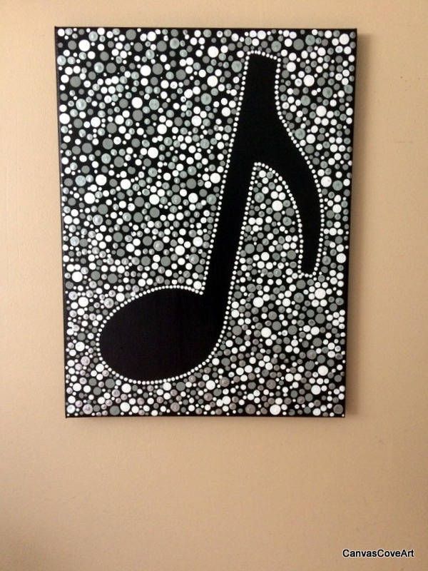 600x800 Music Quaver 8th Note Dot Acrylic Painting 12 X 16 Canvas Art - Music Note Canvas Painting