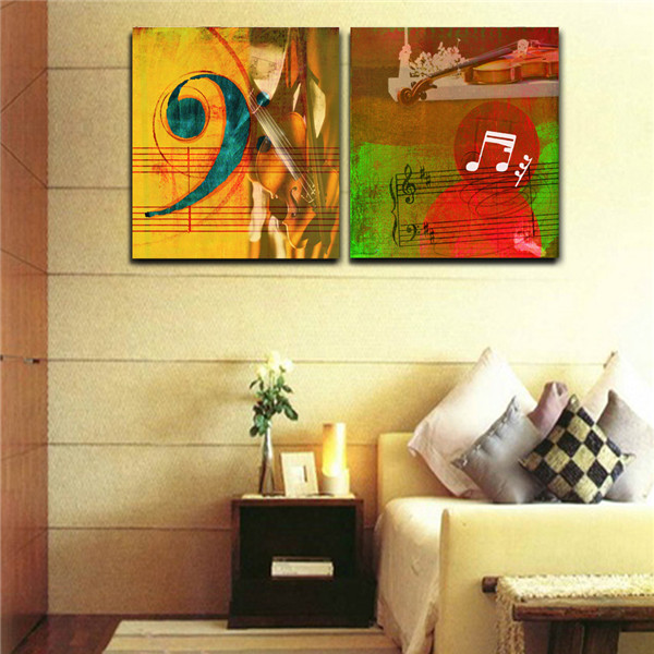 600x600 Violin Musical Notes On The Staff Oil Painting Canvas Abstract - Music Note Canvas Painting
