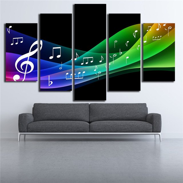 640x640 5 Pieces Canvas Paintings Printed Music Note Wall Art Modular - Music Note Canvas Painting