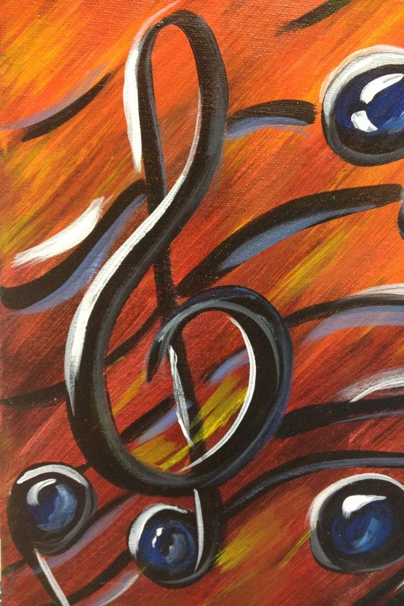 570x855 Music Notes 9x12 Acrylic Painting - Music Note Painting
