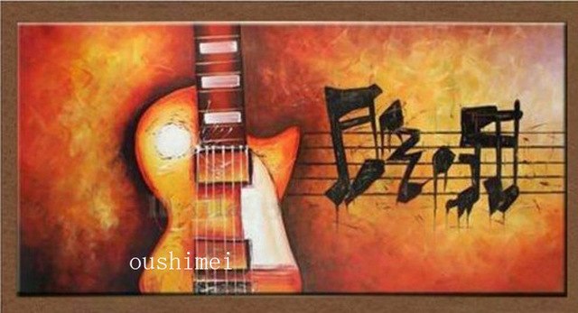640x347 Handmade Modern Pictures On Canvas Music Oil Painting For Living - Music Oil Painting