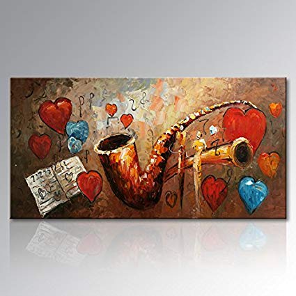 425x425 Seekland Hand Painted Textured Music Oil Painting - Music Oil Painting