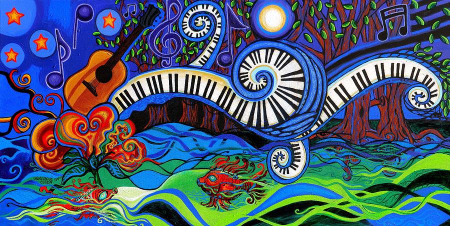 900x452 The Power Of Music Painting By Genevieve Esson - Music Painting