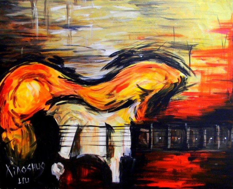 796x646 Xiaoshuo Liu Artwork Guitar Original Painting Acrylic Music Art - Music Painting