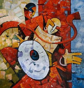 287x300 Indian Musical Painting, Oil On Canvas, Large Palette Knife - Musical Painting