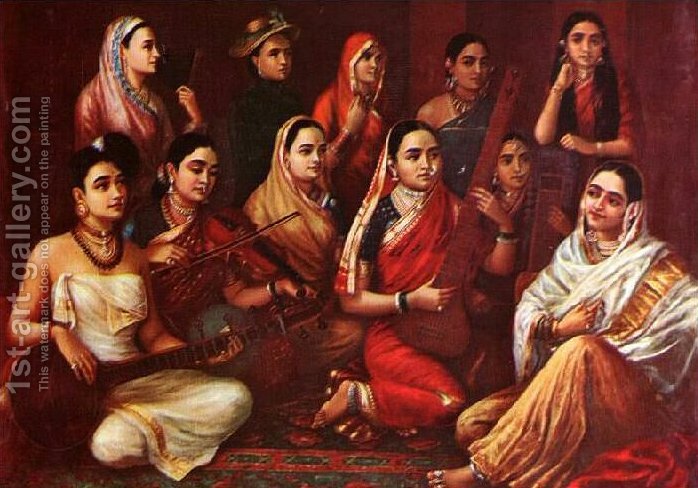 698x488 Galaxy Of Musicians Raja Ravi Varma Reproduction 1st Art Gallery - Musicians Painting