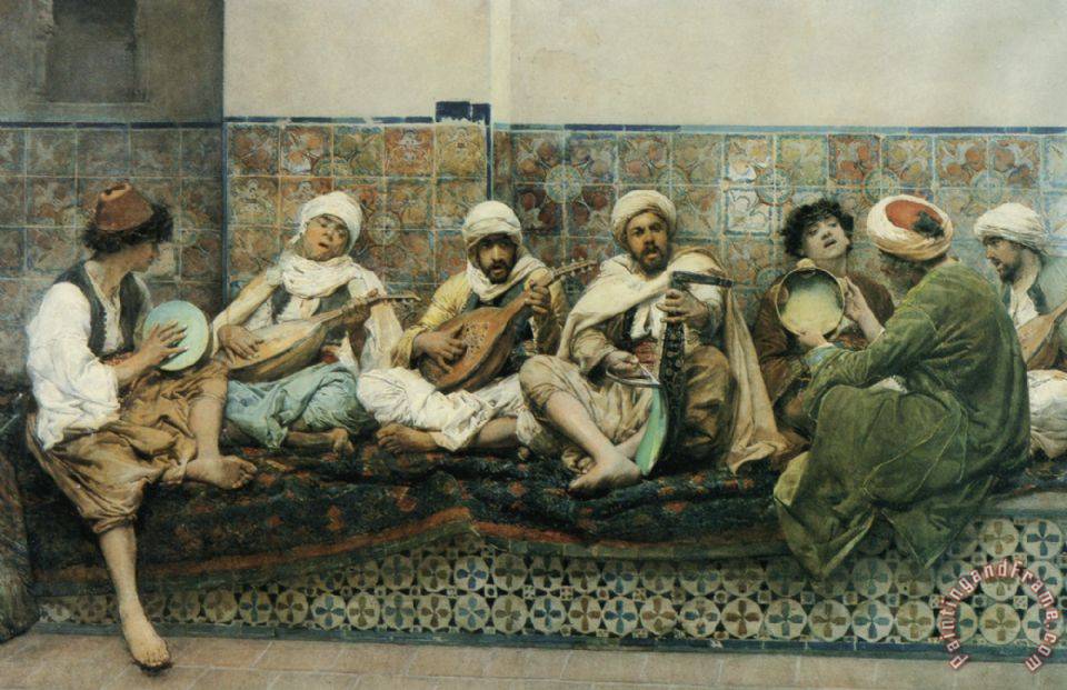 960x621 Gustavo Simoni Harem Musicians Painting - Musicians Painting