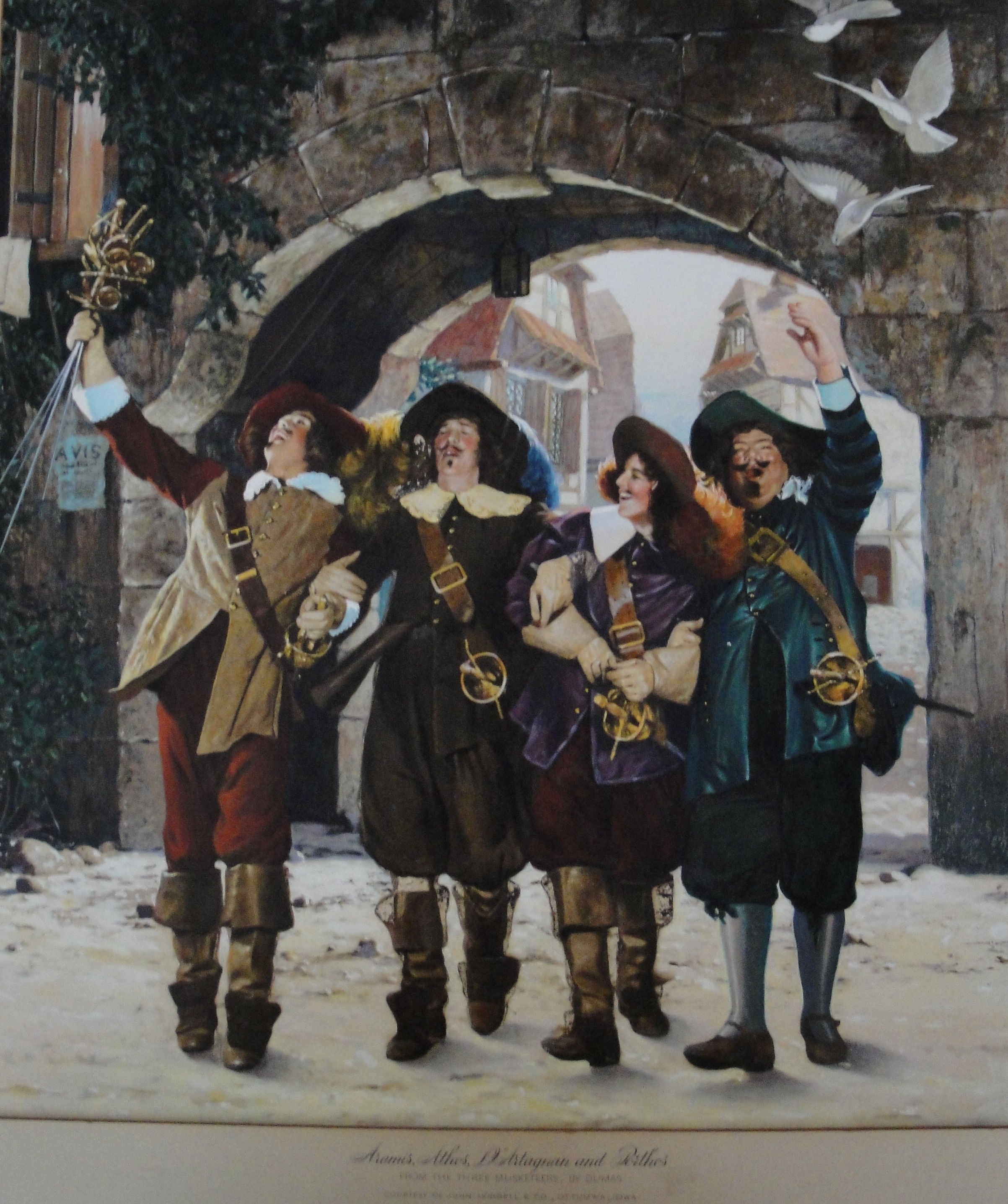 2405x2873 Lejaren A Hiller Three Musketeers Oil Painting 1937 Reworking - Musketeer Painting