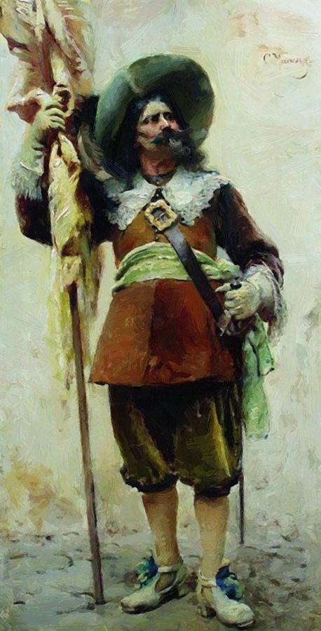 458x900 Musketeer Painting By Makovsky Konstantin - Musketeer Painting